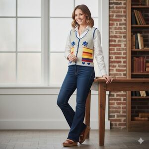 Expressions by Campus VTG Knit Sweater Vest Womens Size Small Elephants 70s 80s